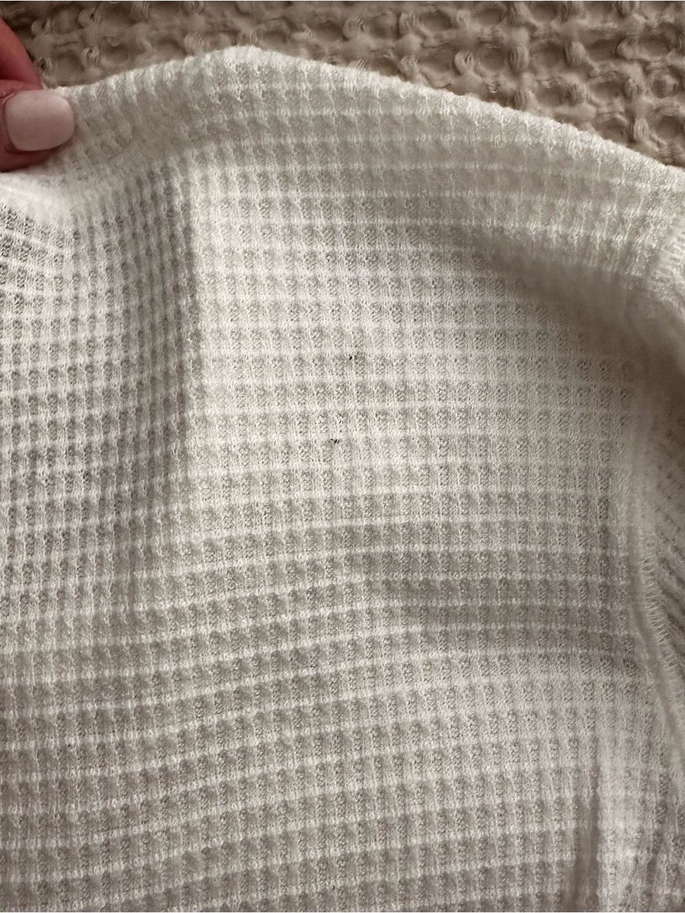 Free People Waffle Knit Henley Top White Medium - Picture 6 of 6